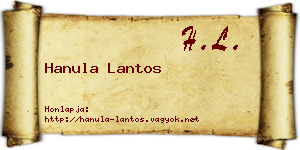 Hanula Lantos névjegykártya